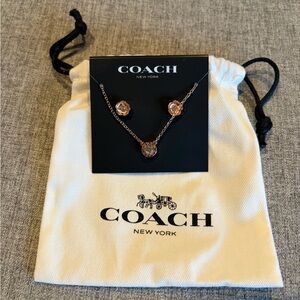 COACH Glittering Gold Crystal Pendant Necklace and Earring Collection